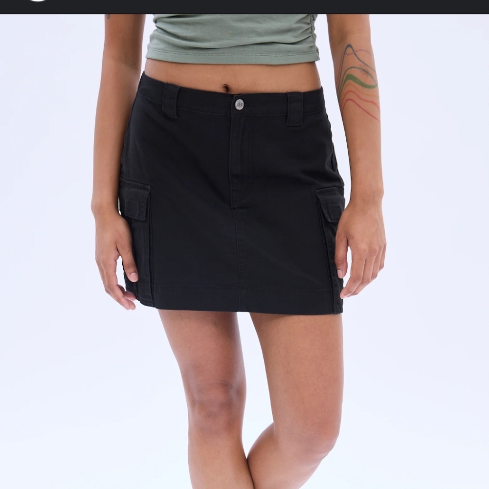 Bluenotes Black Cargo Mini Skirt Size XS Waist 13.5" Length 14"